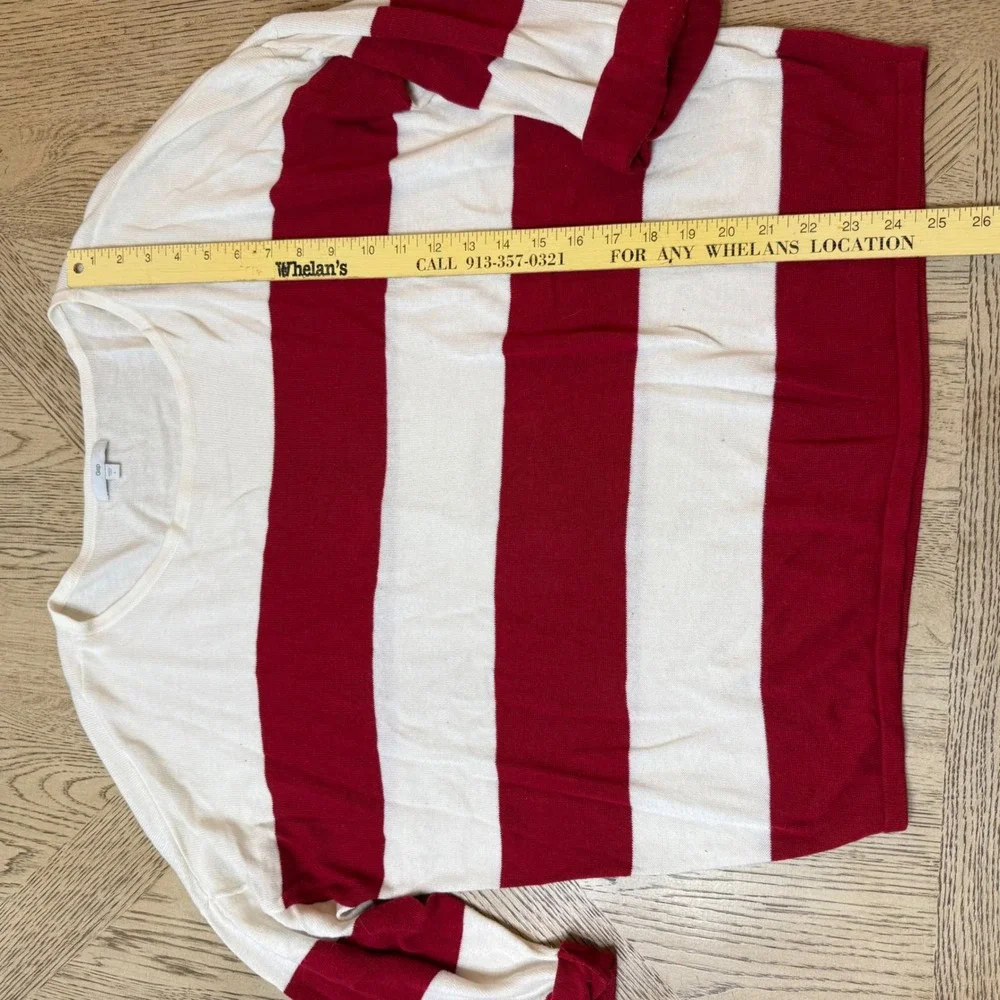 Gap Women Large Red White Striped Crew Neck‎ Long Sleeve Sweater